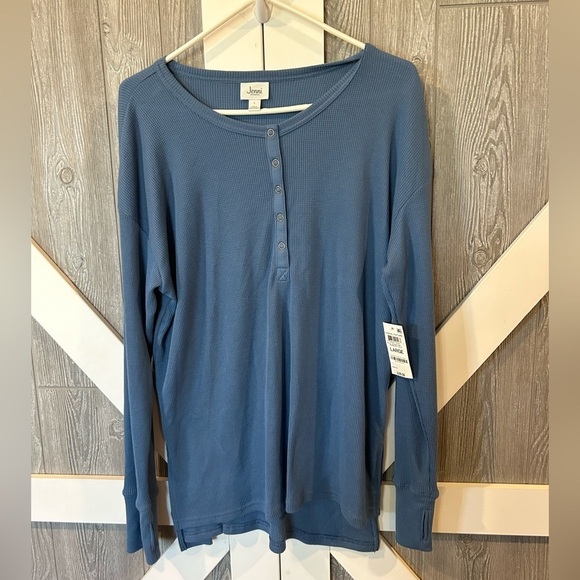 B3.08 NWT. Jenni Intimates Moonlight Blue Thermal Sleep shirt Sz L - Picture 1 of 3